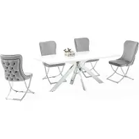 AEA Hoogwaardige eethoekset, wit, bestaande uit een tafel en 4 stoelen, design, luxueuze meubels