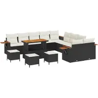 vidaXL Tuinbank Set 18 st 11-Aantal zitplaatsen Zwart en Crème