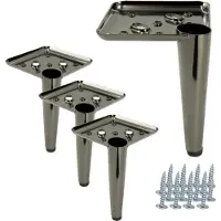 B&B Set van 4 meubelpoten "Spike" in zwart-chroom, hoogte 13 cm, inclusief montageschroeven en beschermende doppen, ideaal voor gestoffeerde meubels en tv-meubels.