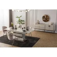 AEA s Esszimmer Set Esstisch 6x Stühle Sideboard Spiegel 9 tlg