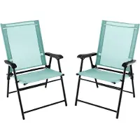 Costway Opvouwbare Terrasstoelen - set van 2 - metalen frame - groen
