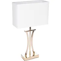 Ed Brubaker Tafel- of nachtlamp met gouden kolom - Vintage metalen tafellamp - 50 cm hoog, goud/wit