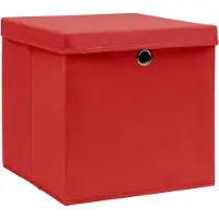 vidaXL Opbergboxen met deksel 10 st 32x32x32 cm stof wit