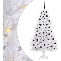 Syfax Kunstmatige Inklapbare Kerstboom Wit 180 cm PVC en staal