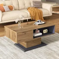 STILVORA Salontafel - Dubbelzijdige Opbergruimte Met Binnenvak - Voor Woonkamer Kantoor Of Studio - Spaanplaat - 100x50x46,5 Cm - Grijs;Hout