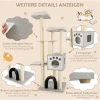 Northix Een 176 cm hoge kattenboom met plateaus, een holletje en krabpalen