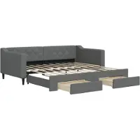 vidaXL Slaapbank onderschuifbed en lades 90x190 cm stof donkergrijs