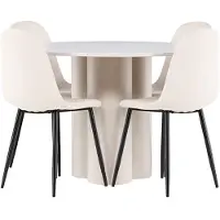 Ebuy24 Olivia eethoek tafel Ø110cm en 4 velours stoelen beige.