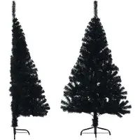 Syfax Kunstkerstboom met standaard half 150 cm PVC zwart