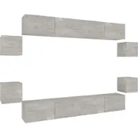 vidaXL 8-delige Tv-meubelset bewerkt hout betongrijs