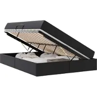 Syfax Opslag bed met matras met opslag 2 st Zwart Leer