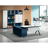 AEA Arbeitszimmer Blau-Weißer Schreibtisch Designer Holz Tisch Edle Möbel