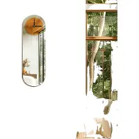 OEM Wandklok, modern design, langwerpige vorm, zilverbruin