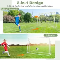 Northix Voetbaldoel en rebounder 2-in-1. Voetbaldoel: 187 x 60 x 102-122,5 cm. Kinderen voetbaldoel, in hoogte verstelbaar, wit