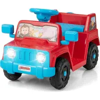 Costway Elektrische kinderauto, 6V, met claxon en motorsound, LED-verlichting, bekerhouder en opbergruimte, geschikt voor kinderen vanaf 18 maanden, rood