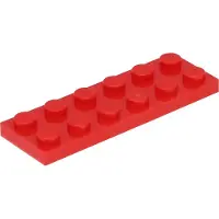 LEGO 2x6 Platte steen 3795 - 250 stuks, rood