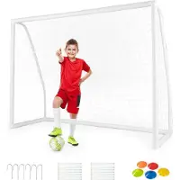 Northix Voetbaldoel van 245 x 180 cm met een sterk net en 6 grondpennen, een weerbestendig voetbaldoel voor training
