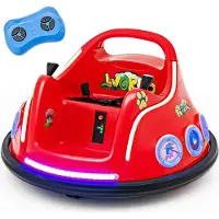 Costway 12V kinderauto, 360 graden draaibaar, elektrische botsauto met muziek en lichteffecten, inclusief 2,4 GHz afstandsbediening, ideaal voor kinderen vanaf 3 jaar (rood)