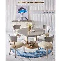 AEA Komplette Esszimmer Garnitur Runder Tisch + 4x Lehnstuhl Stühle Essgruppe Set