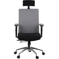 Stema Ergonomische draaibare bureaustoel RIVERTON F/H/AL, verstelbare armleuningen, hoofdsteun, aluminium onderstel, verschuifbare zitting (voor-achter), zwart/grijs