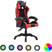 Syfax Racestoel met RGB LED-verlichting kunstleer rood en zwart