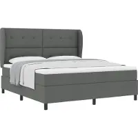vidaXL Boxspring bed met hoofdeinde Donkergrijs 180 x 200 cm Stof