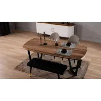 AEA Esszimmer Set Besteht aus Esstisch+4x Stühle und Bank Braun Farbe 6tlg.