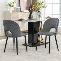 Flieks eethoekstoelen, set van 2, beklede stoelen met metalen poten, keukenstoelen met verstelbare poten, woonkamerstoelen met fluwelen bekleding, grijs