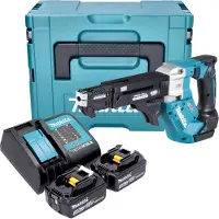 Makita DFR 552 STJ accu-magazijnschroevendraaier 18 V 25 - 55 mm borstelloos + 2x accu 5.0 Ah + lader + Makpac