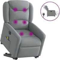 Syfax Sta-op-massagestoel elektrisch verstelbaar stof lichtgrijs