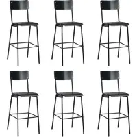 Syfax Barstoelen 6 st massief multiplex staal zwart