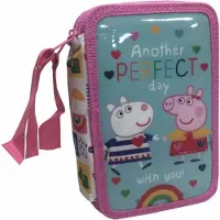 Northix Pennenetui met drie vakken voor kinderen, design Peppa Pig