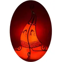 SIMANDRA Oosterse lamp, hennep lamp, Marokkaanse lederen lamp, tafellamp, vloerlamp, Coq Gecko, 40 cm, rood