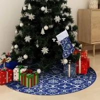 Prolenta Maison Exclusive - Luxe vloerkleed voor onder de kerstboom met blauwe kerstzak, 122 cm