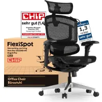 FlexiSpot ErgoX Pro: Ergonomische bureaustoel. 12-voudig in hoogte verstelbaar. 7D armleuningen, 5D lendensteun, 4D hoofdsteun. Draagvermogen: 250 kg. Netstof zitting. Kleur: zwart