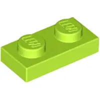 LEGO 100x 1x2 Platen 3023 - Platte steen, kleur: limoengroen