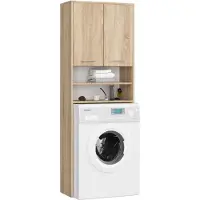 Akord Badkamerkast voor Wasmachine FIN / Hoge Wasmachinekast met 2 Deuren / Furniture Factory / Sonoma Eik / 64 x 180 x 30 cm