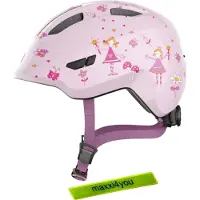 ABUS Smiley 3.0 fietshelm, roze, prinsessenmodel, maat S (45-50 cm), inclusief reflecterende band maxxi4you