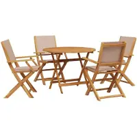 vidaXL 5-delige Tuinset massief hout en stof taupe