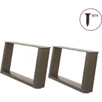 Syfax Salontafelpoten 2 st U-vormig 60x(30-31) cm staal naturel