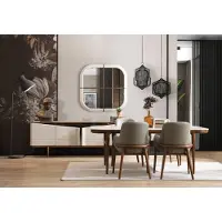 AEA Braun-Weiße Esszimmer Möbel Designer Esszimmergarnitur Luxus 9tlg Set