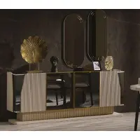 AEA Esszimmer set 3tlg Sideboard und 2x Spiegel Luxus Möbel Modern set Holz