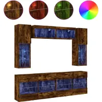 Syfax 6-delige Tv-wandmeubelset met LED-verlichting gerookt eiken