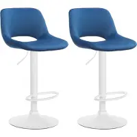 CLP 2x Barstoel Camden - fluweel, wit frame - Blauw