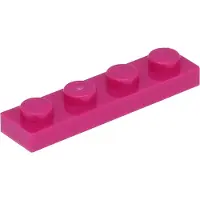 LEGO 1x4 Platte steen 3710 - 50 stuks, magenta