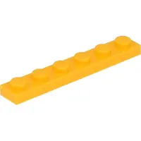 LEGO 1x6 Platte steen 3666 - 100 stuks, lichtoranje