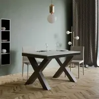 Itamoby - Uittrekbare eettafel 120/224x90 cm, model Traffic Evolution, beukenfineer, wit blad, antraciet onderstel en poten