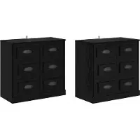 Syfax Dressoirs 2 pcs Zwart Eiken 70 x 35,5 x 67,5 cm Bewerkt hout