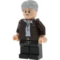LEGO 1x minifiguur Star Wars, Han Solo, alternatief uiterlijk: grijs haar, scheve glimlach, 75105, sw0675