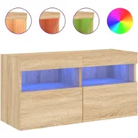 Sonstiges Tv-wandmeubel met LED-verlichting 80x30x40 cm sonoma eikenkleur